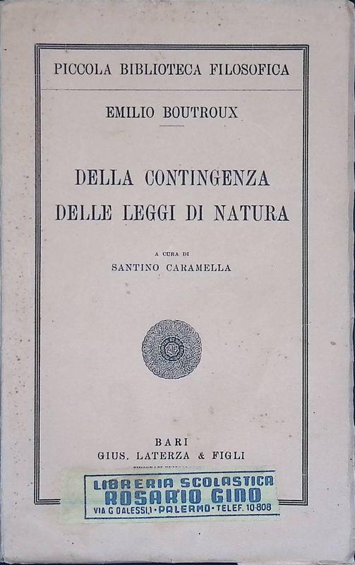 Della contingenza delle leggi di natura - Emile Boutroux - copertina