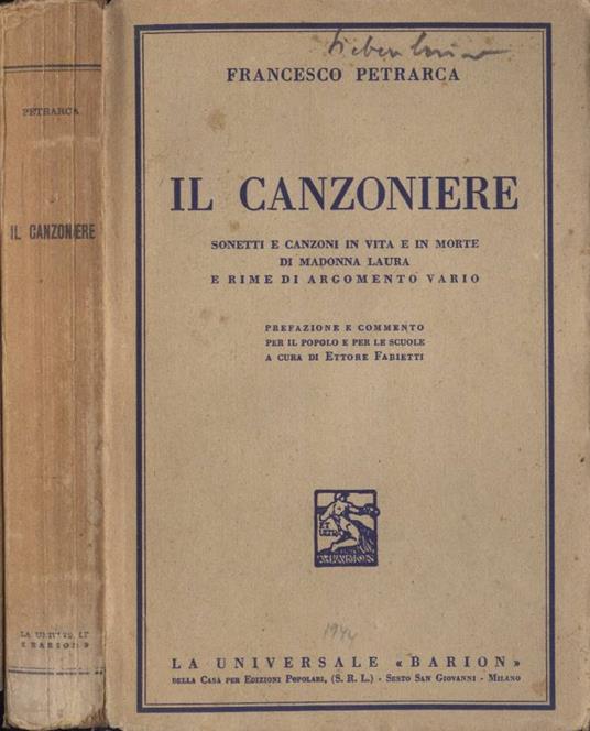 Il Canzoniere - Francesco Petrarca - copertina