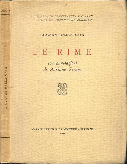 Le rime - Giovanni Della Casa - copertina