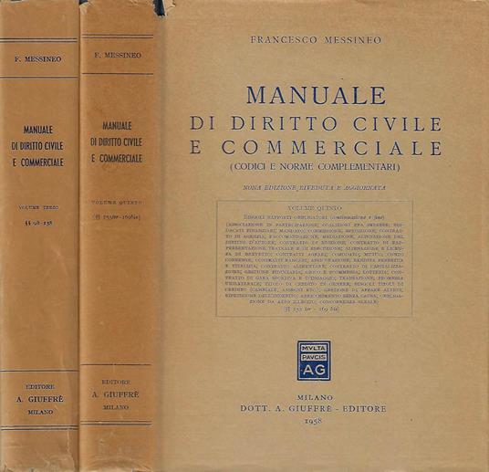 Manuale di diritto civile e commerciale - Francesco Messineo - copertina