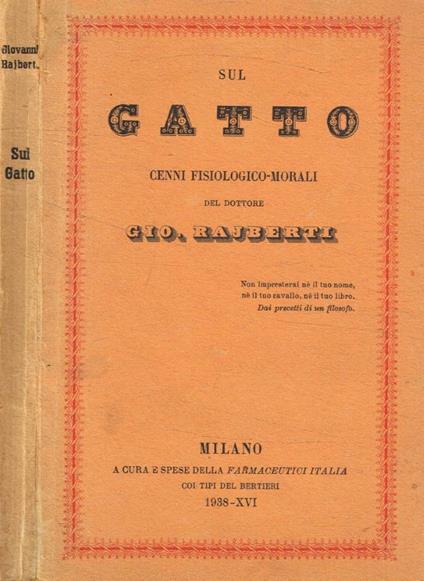 Sul Gatto - Giovanni Rajberti - copertina
