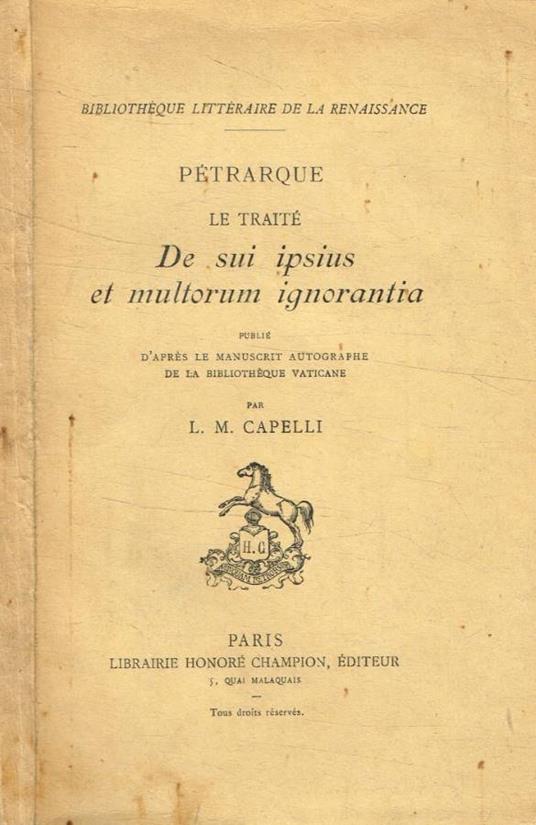 Le traité. De sui ipsius et multorum ignorantia - copertina