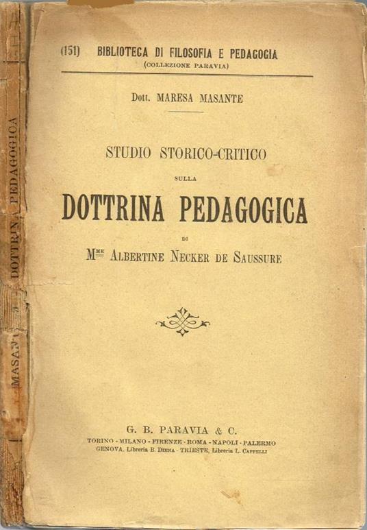 Studio Storico-Critico sulla Dottrina Pedagogica - copertina