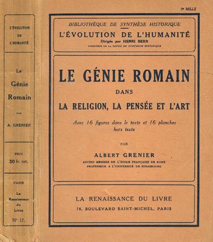 Le génie roman dans la religion, la pensée et l'art - Albert Grenier - copertina