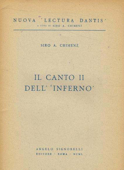 Il canto II dell'Inferno - copertina