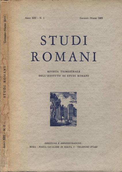 Studi romani Anno XIII n. 1 - copertina