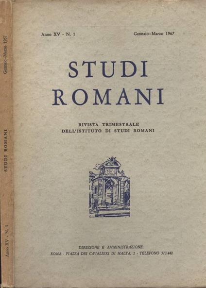 Studi romani Anno XV n. 1 - copertina