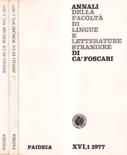 Annali della facoltà di lingue e letterature straniere di Ca' Foscari, anno XVI, numero 1, 2, 1977 - copertina