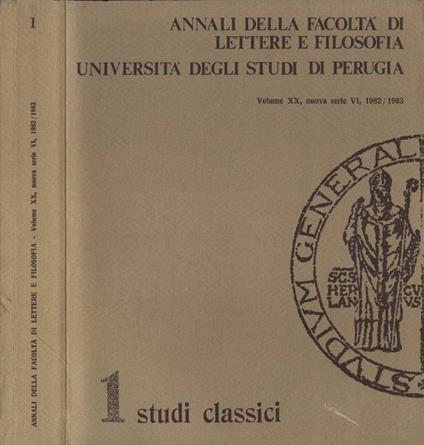 Annali della Facoltà di Lettere e Filosofia Università degli Studi di Perugia Vol. XX nuova serie VI - copertina