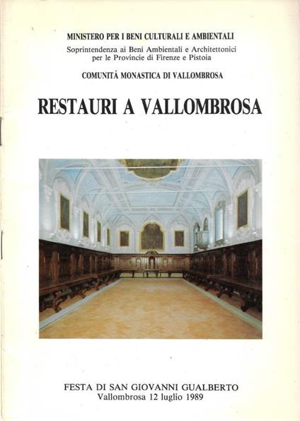 Restauri a Vallombrosa (Festa di San Giovanni Gualberto - Vallombrosa, 12 luglio 1989) - copertina