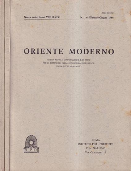 Oriente moderno, anno VIII, numero 1-12, 1989 - copertina