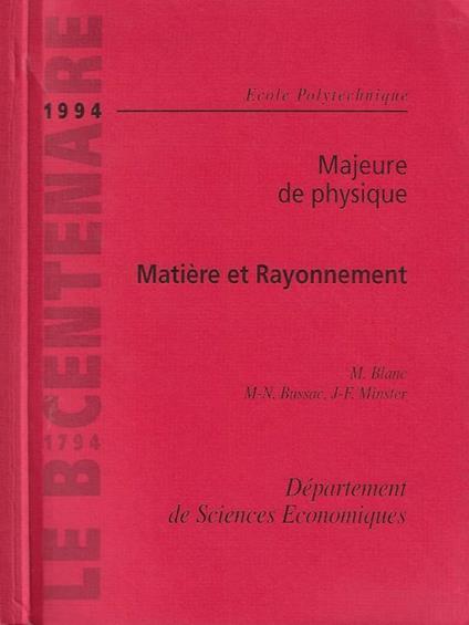 Matière et rayonnement - copertina