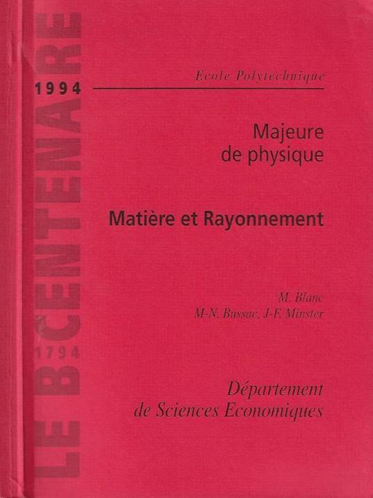 Matière et rayonnement - copertina