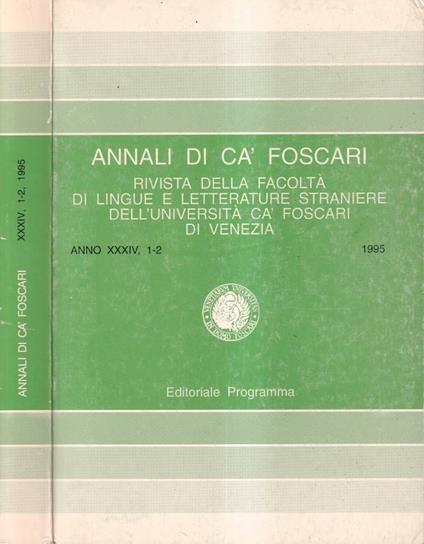 Annali Ca' Foscari, anno XXXIV, numero 1-2, 1995 - copertina