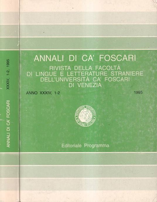 Annali Ca' Foscari, anno XXXIV, numero 1-2, 1995 - copertina