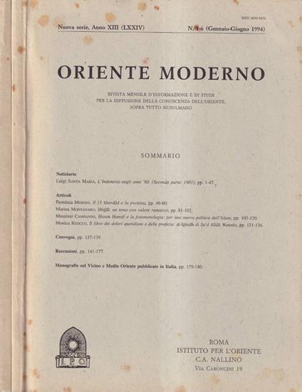 Oriente moderno, anno XIII, numero 1-12, 1994 - copertina