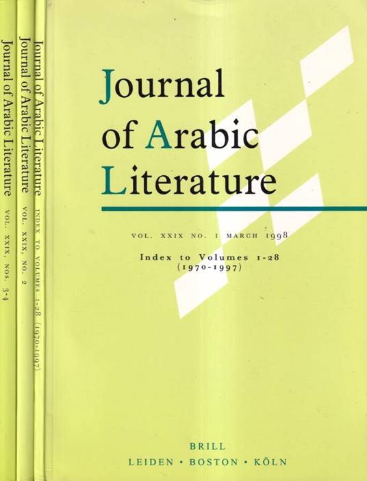 Journal of arabic literature, volume XXIX, numero 1, 2, 3-4, 1998 - copertina