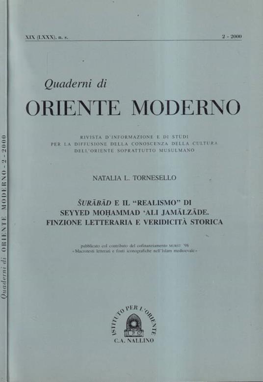 Quaderni di Oriente moderno, anno XIX, numero 2, 2000 - Natalia L. Tornesello - copertina