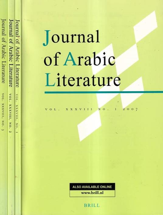 Journal of arabic literature, volume XXXVIII, numero 1, 2, 3, 2007 - copertina