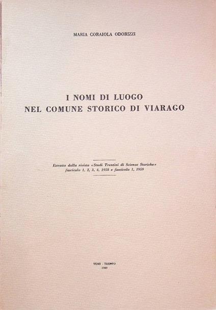 I nomi di luogo nel comune storico di Viarago - copertina
