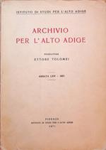 Archivio per l'Alto Adige: Annata LXV - 1971