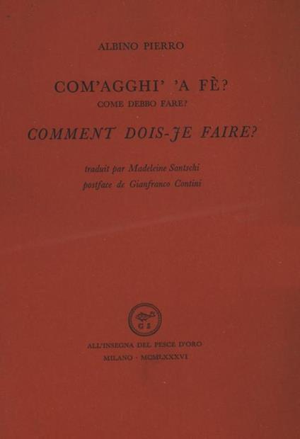 Com'Agghì 'A Fè - Albino Pierro - copertina