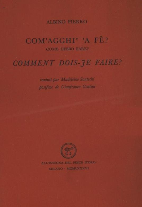 Com'Agghì 'A Fè - Albino Pierro - copertina