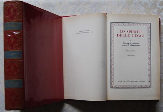 Lo Spirito Delle Leggi - Charles L. de Montesquieu - copertina
