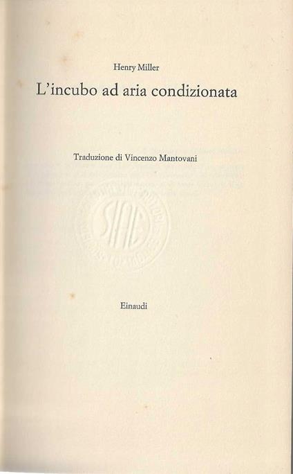 L' l' incubo ad aria condizionata - Henry Miller - copertina