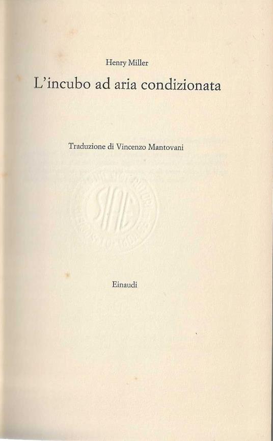 L' l' incubo ad aria condizionata - Henry Miller - copertina