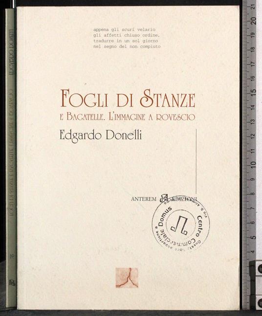 Fogli di Stanze e Bagatelle. L'immagine a rovescio - copertina