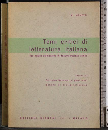 Temi critici di letteratura italiana Vol 4 - copertina
