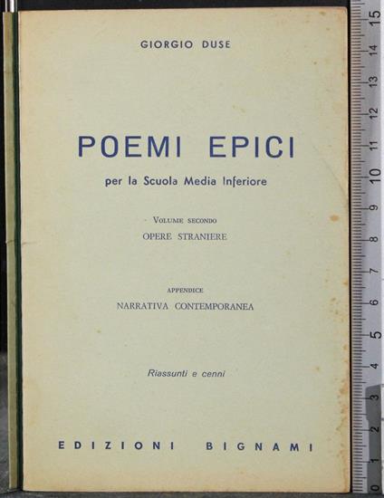 Poemi epici per la scuola media inferiore. Vol 2 - Giorgio Duse - copertina