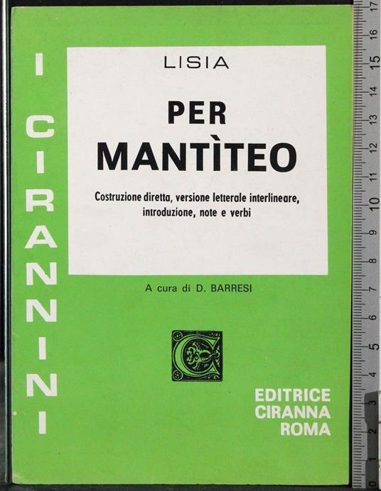 Per Mantiteo - Lisia - copertina