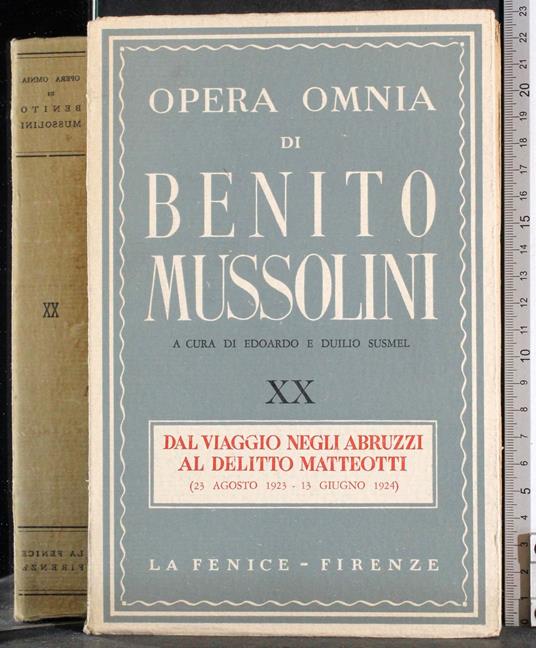 Opera Omnia di Benito Mussolini. Vol XX - copertina
