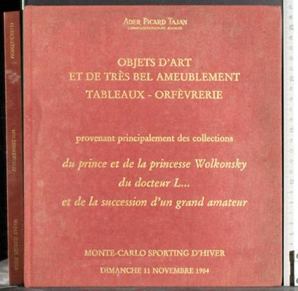 Objets d'art et de tres bel ameublement tableaux - copertina