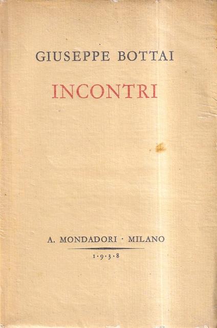 Incontri - Giuseppe Bottai - copertina