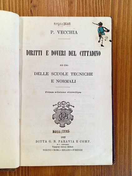 Diritti e doveri del cittadino - ad uso delle scuole tecniche e normali - Paolo Vecchia - copertina