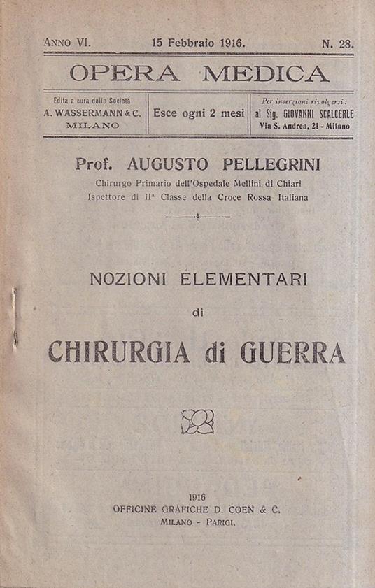 Nozioni elementari di chirurgia di guerra - Fausto Pellegrini - copertina
