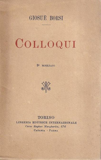 Colloqui - Giosuè Borsi - copertina