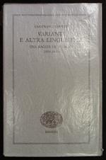 Varianti e altra linguistica. Una raccolta di saggi (1938 -1968)