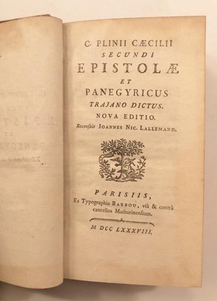 Plinii Caecilii Secundi Epistolae et Panegyricus Trajano dictus - Plinio il Giovane - copertina