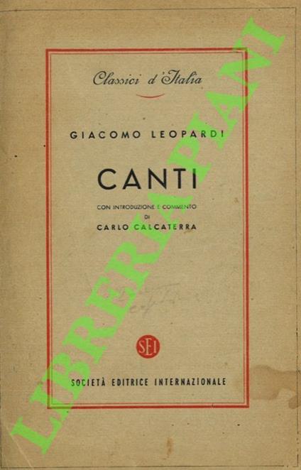 Canti - Giacomo Leopardi - copertina