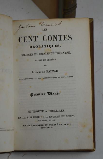 Les cent contes drolatiques, colligez ès abbaïes de Touraine, et mis en lumière par le sieur de Balzac, pour l'esbattement des pantagruelistes et non aultres. Premier et second dixain - copertina