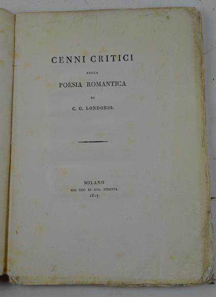Cenni critici sulla poesia romantica… - copertina