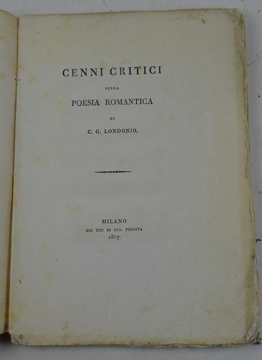 Cenni critici sulla poesia romantica… - copertina