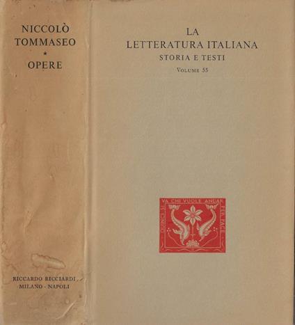 Opere - Niccolò Tommaseo - copertina