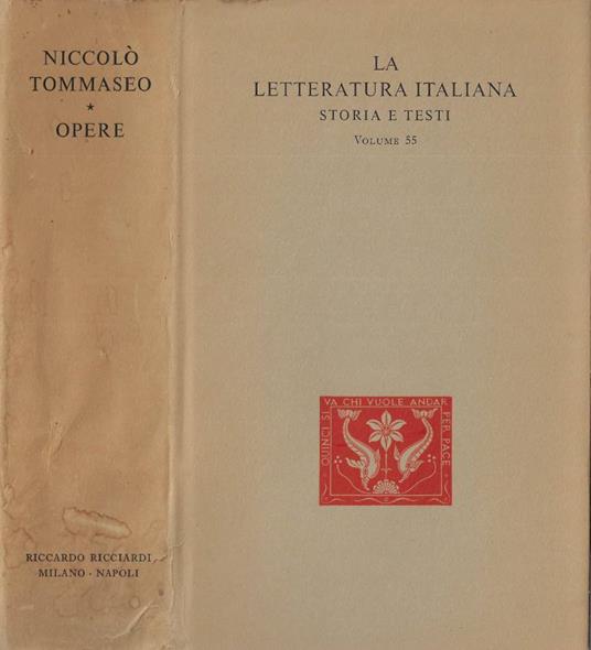 Opere - Niccolò Tommaseo - copertina