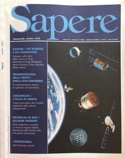 Sapere ottobre 1996, anno 62, n 5 - Carlo Bernardini - copertina