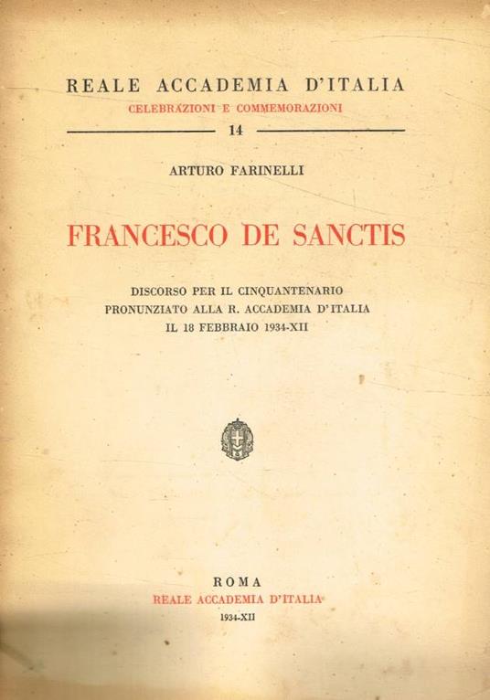 Francesco De Sanctis - Arturo Farinelli - copertina
